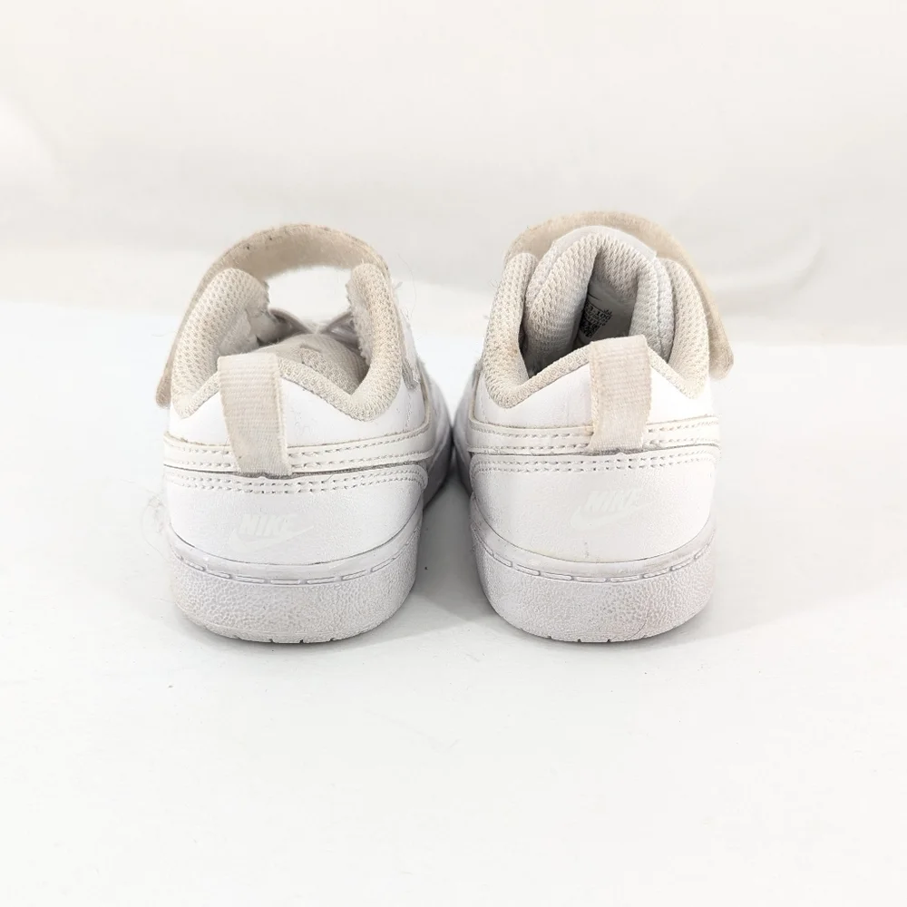 Nike Court Borough Low 2 Triple White Hook And Latch Size 6c - Picture 4 of 8